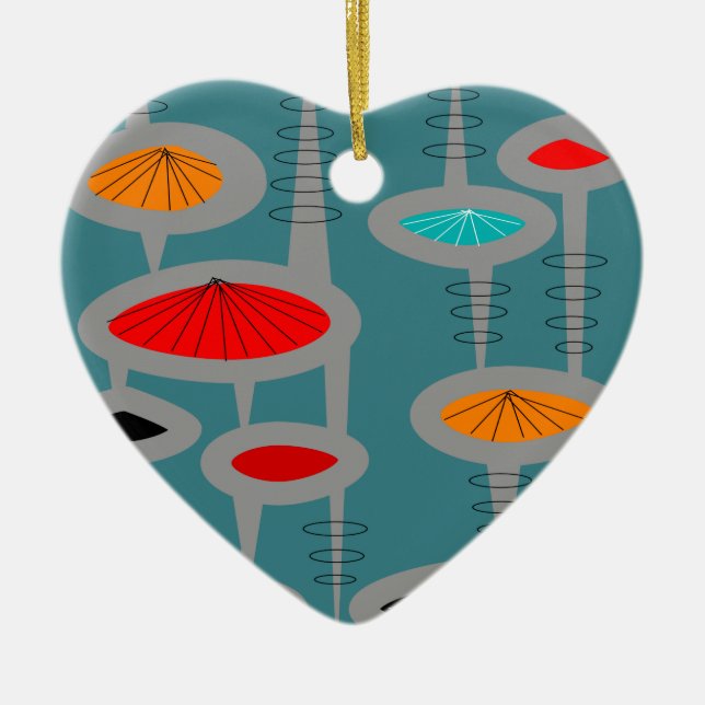 Atomic Mid-Century Inspired Abstract Ceramic Ornament (Front)