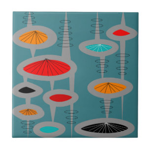 Atomic Mid-Century Inspired Abstract Tile