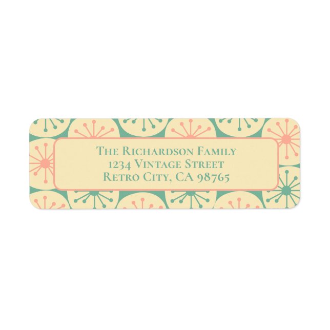 Atomic Mid Century Modern Retro 50s Teal Pink (Front)