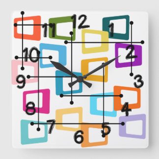 Atomic Mid-Century Modern Square Wall Clock