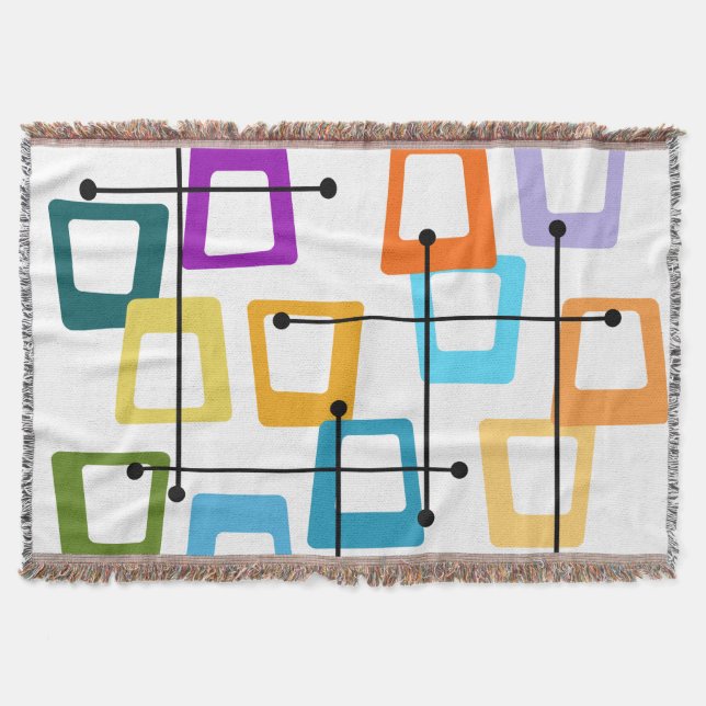 Atomic Mid-Century Modern Throw Blanket (Front)