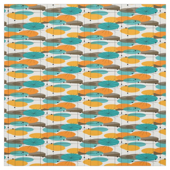 Atomic Mid-Century Ovals Pattern Fabric (Swatch)
