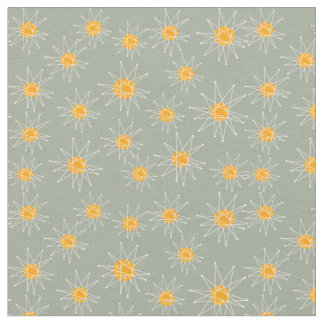 Atomic Mid-Century Starburst Pattern Green Fabric