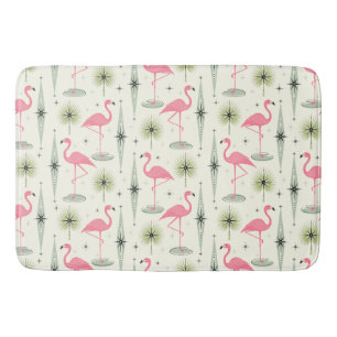Atomic Oasis with Pink Flamingos II Bath Mat