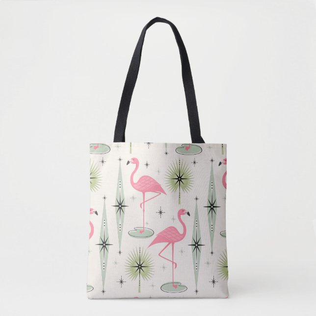 Atomic Oasis with Pink Flamingos Tote Bag (Front)
