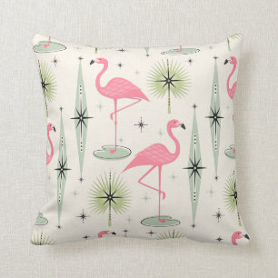 Atomic Oasis with Pink Flamingos Tote Bag Throw Pillow