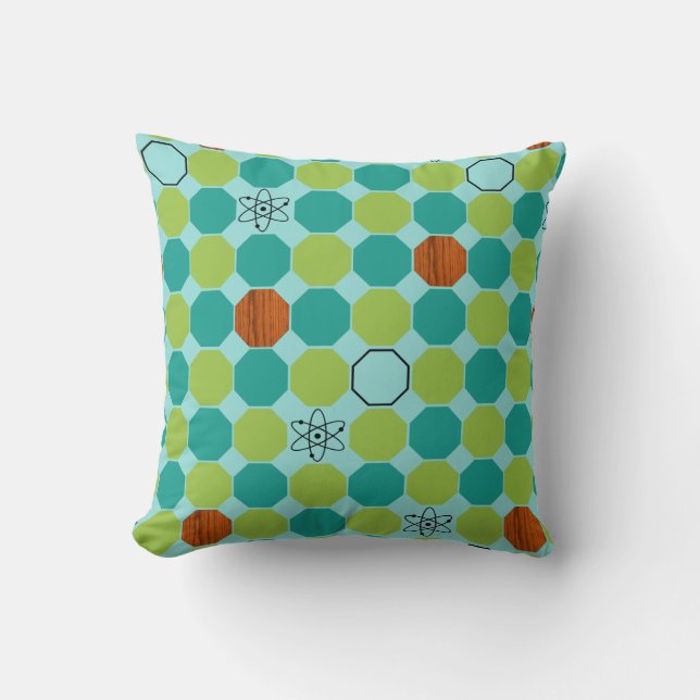 Atomic Octagons Throw Pillow (Front)