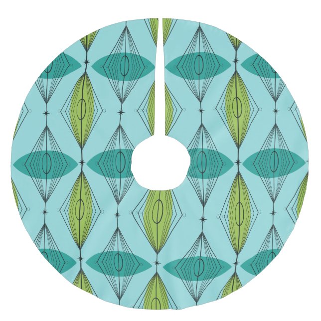 Atomic Ogee and Starbursts Christmas Tree Skirt (Front)