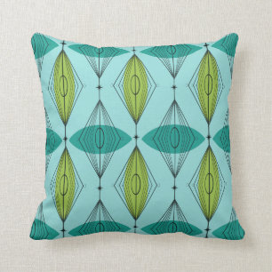 Atomic Ogee and Starbursts Throw Pillow