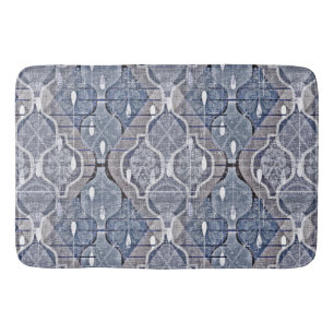 Atomic Ogee Blue Grey Modern Farmhouse Midcentury Bath Mat