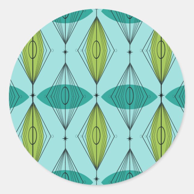 Atomic Ogee & Starbursts Round Stickers (Front)