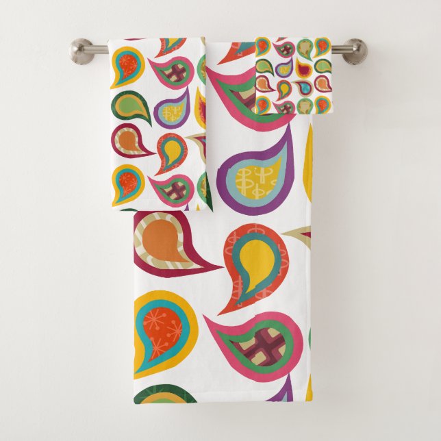 Atomic Paisleys  Bath Towel Set (Insitu)