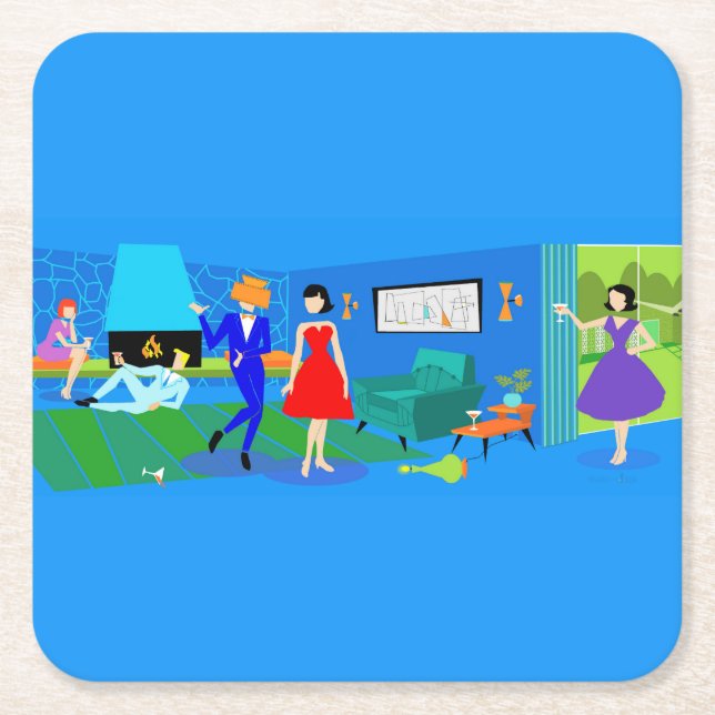 Atomic Palm Springs Cocktail Party Paper Coaster (Front)