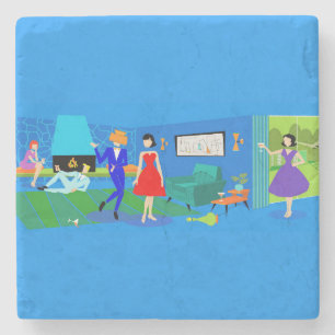 Atomic Palm Springs Cocktail Party Stone Coaster