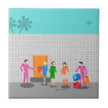 Atomic Palm Springs Stewardess Party Ceramic Tile<br><div class="desc">You are invited to the social event of the year with this Atomic Palm Springs Stewardess Party ceramic tile design. Join these three vintage flight attendants from rivaling airlines as they check into their kitschy 1960s breezy block hotel. One of the fabulously hunky bellhops in a retro hot pink uniform...</div>