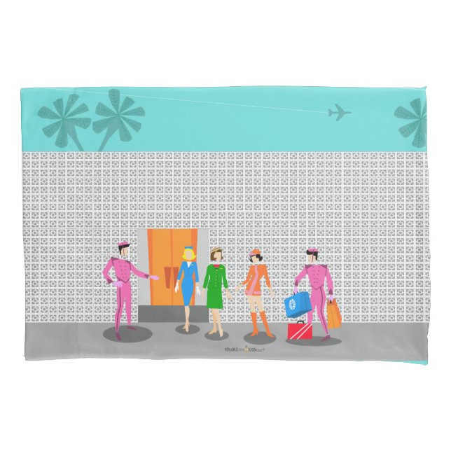 Atomic Palm Springs Stewardess Party Pillowcase (Front)