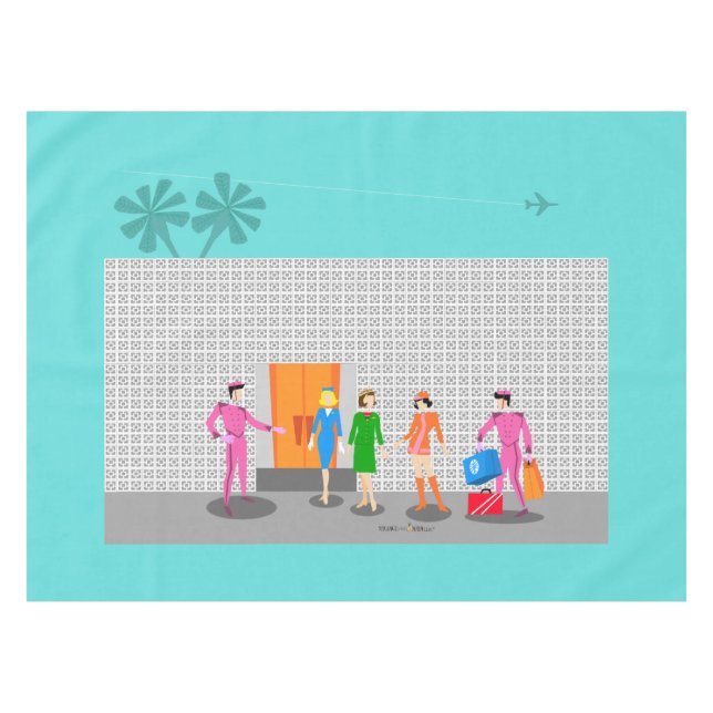 Atomic Palm Springs Stewardess Party Tablecloth (Front (Horizontal))