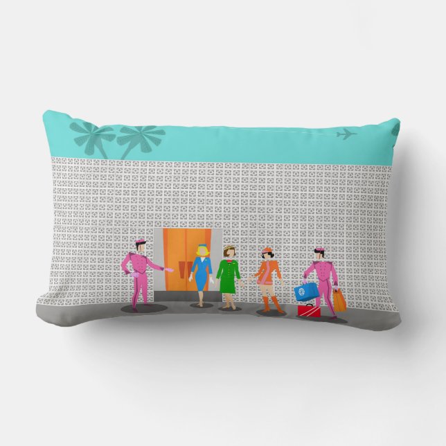 Atomic Palm Springs Stewardess Party Throw Pillow (Front)