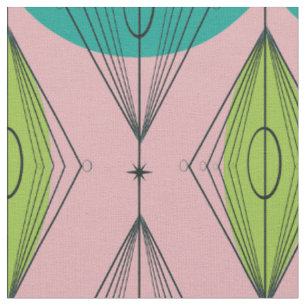 Atomic Pink Ogee & Starburst Cotton Fabric