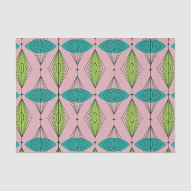 Atomic Pink Ogee & Starburst Tissue Paper (Front)