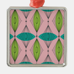 Atomic Pink Ogee & Starbursts Christmas Ornament