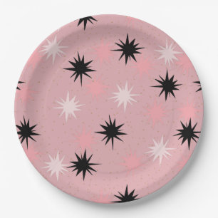 Atomic Pink Starbursts Paper Plate