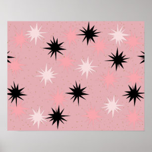 Atomic Pink Starbursts Poster