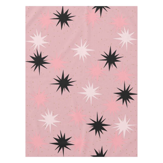 Atomic Pink Starbursts Tablecloth (Front)