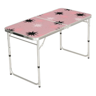 Atomic Pink Starbursts Tailgate Size Pong Table