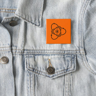 Atomic Power Energy Symbol Science and Tech 2 Inch Square Button