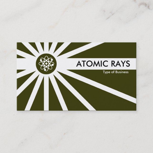 Atomic Rays - Dark Olive Green Business Card (Front)