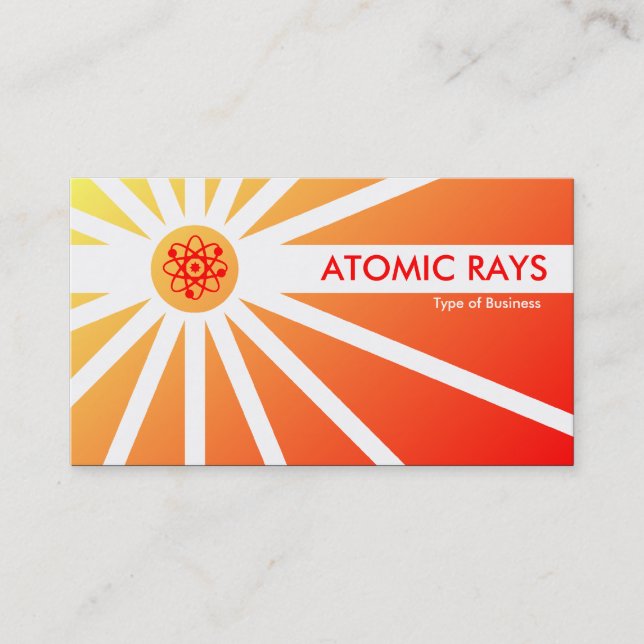 Atomic Rays - Red and Yellow Shaded Business Card (Front)