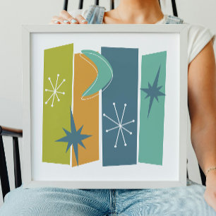 Atomic Rectangles Boomerang Starburst Mid-century Poster