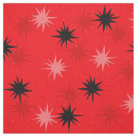 Atomic Red Starbursts Combed Cotton Fabric