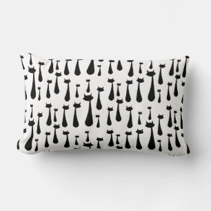 Atomic Retro Black Cat Silhouette Pattern Lumbar Pillow