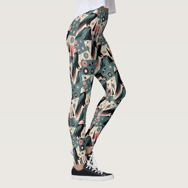 Atomic Retro Eagle Geometric Design Leggings (Right)