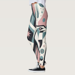 Atomic Retro Eagle Geometric Pattern Leggings