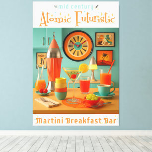 Atomic Retro Futuristic Martini Breakfast Bar Canvas Print