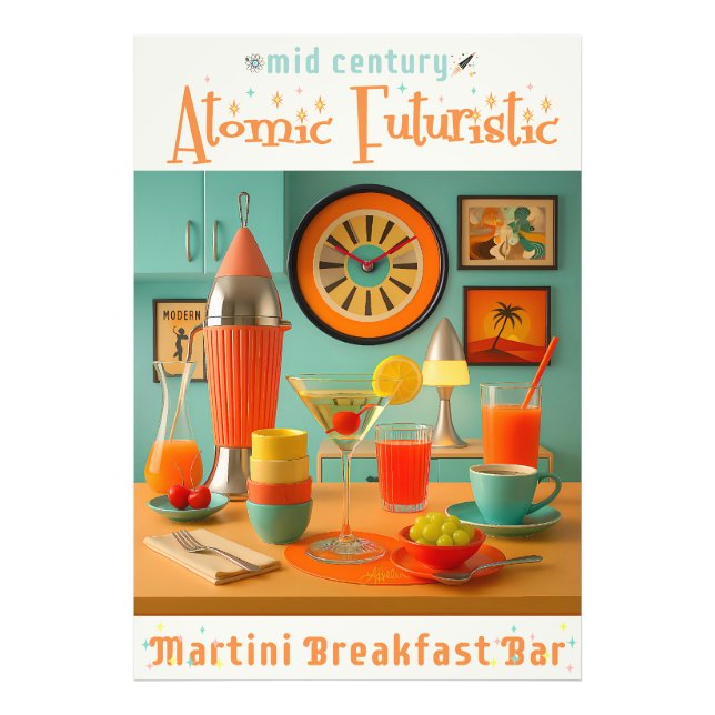 Atomic Retro Futuristic Martini Breakfast Bar Photo Print (Front)
