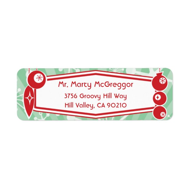Atomic Retro Holiday Return Address Label (Front)