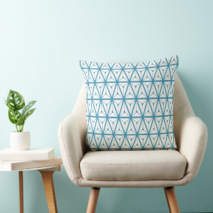 Atomic Retro Pattern Blue Throw Pillow