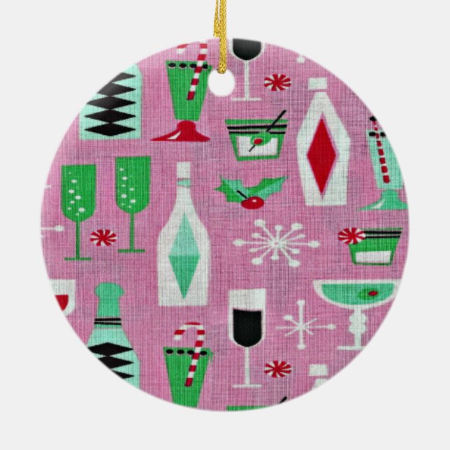 Atomic Retro Pink Christmas Ornament (Back)