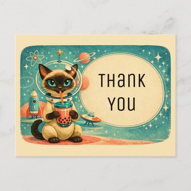 Atomic Siamese Boba Astronaut Cat               Postcard (Front)