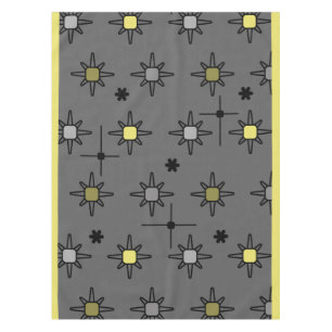Atomic Sky Starbursts Dark Grey Yellow Tablecloth
