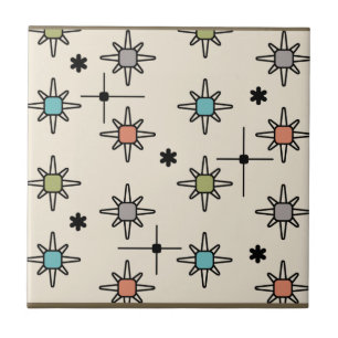 Atomic Sky Starbursts Multicolored Tile