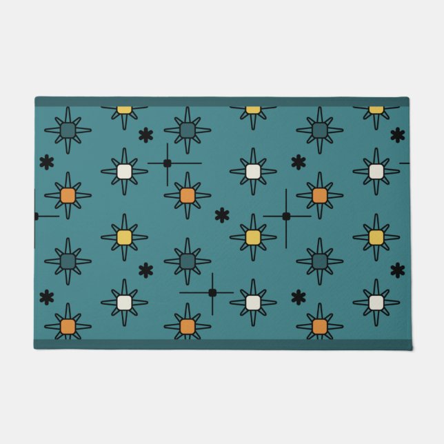 Atomic Sky Starbursts Teal Doormat (Front)