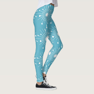 Atomic Snowflake Christmas MidCentury Modern MCM Leggings