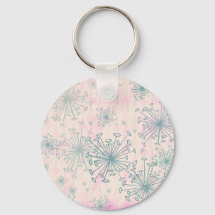 Atomic Snowflakes Retro Pink Keychain