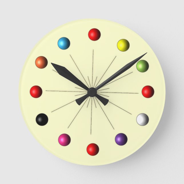 Atomic Sphere Star Burst Retro Style Decor Round Clock (Front)