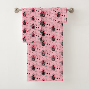 Atomic Star Burst Modern Mid Century Cats Bath Towel Set